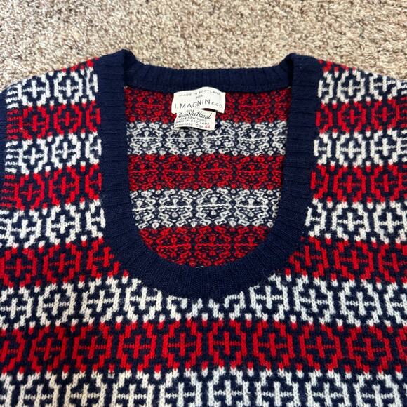 EUC VTG 50s/60s Fair Isle Sweater Vest I Magnin Shetland Wool Preppy Sz 44 - Picture 4 of 14